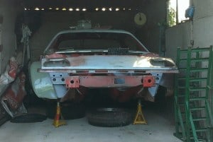 TR7 with front suspension removed